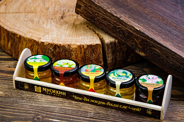 Подарочный набор мёда 5 вкусов Медовая палитра