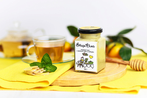 Медовый мусс с зеленым чаем и имбирем