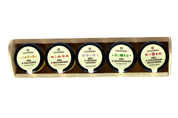 Подарочный набор мёда 5 вкусов Сила Мёда